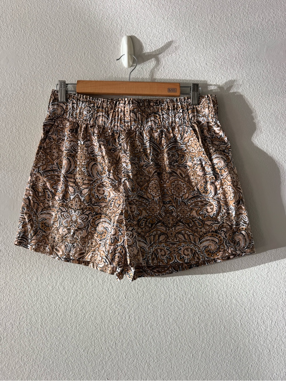 J. Crew Paisley Print Relaxed Elastic-Waist Shorts - Brown & White
